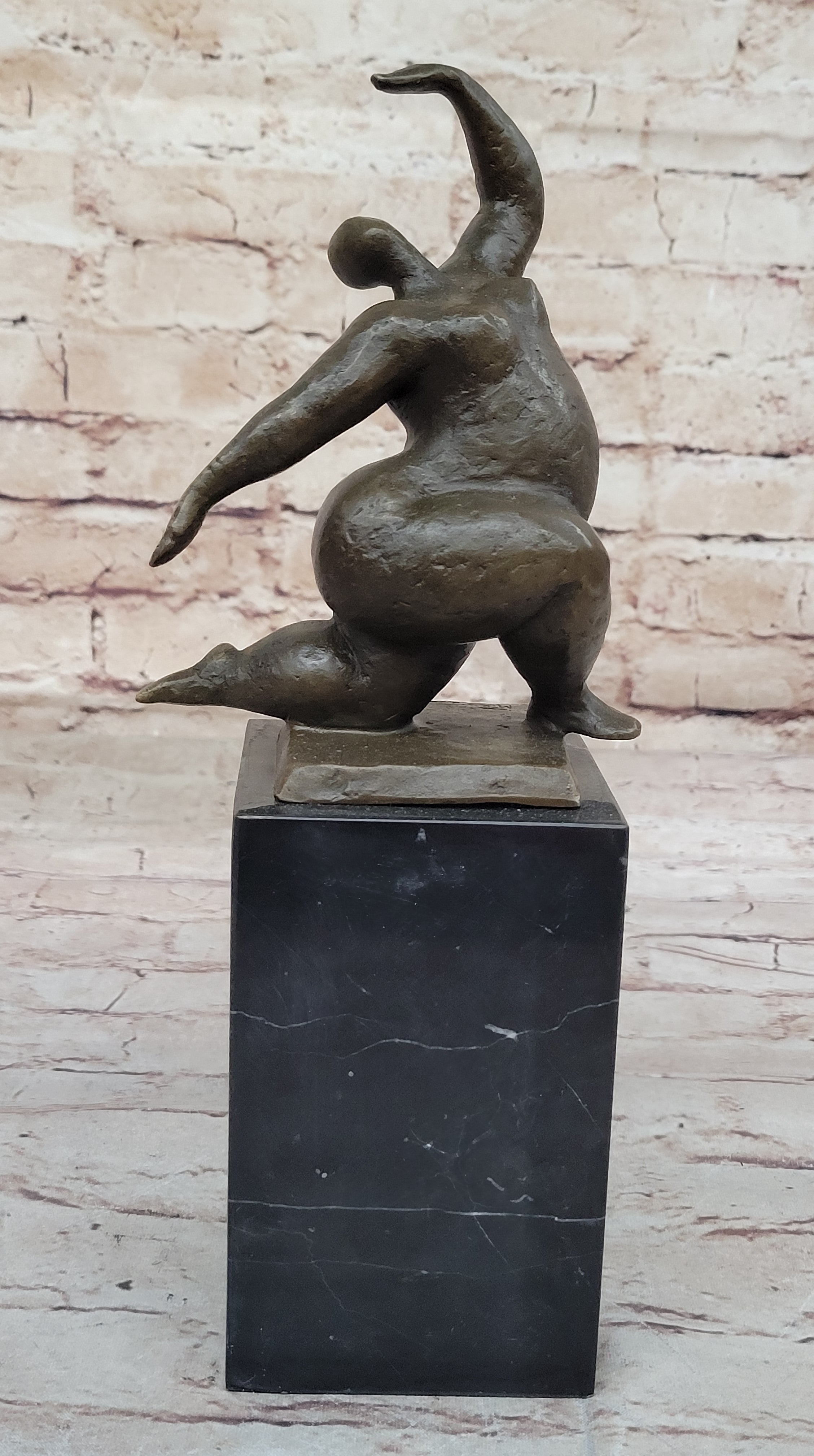 Abstract Bronze Sculpture by Milo – Dancing Form on Marble Base