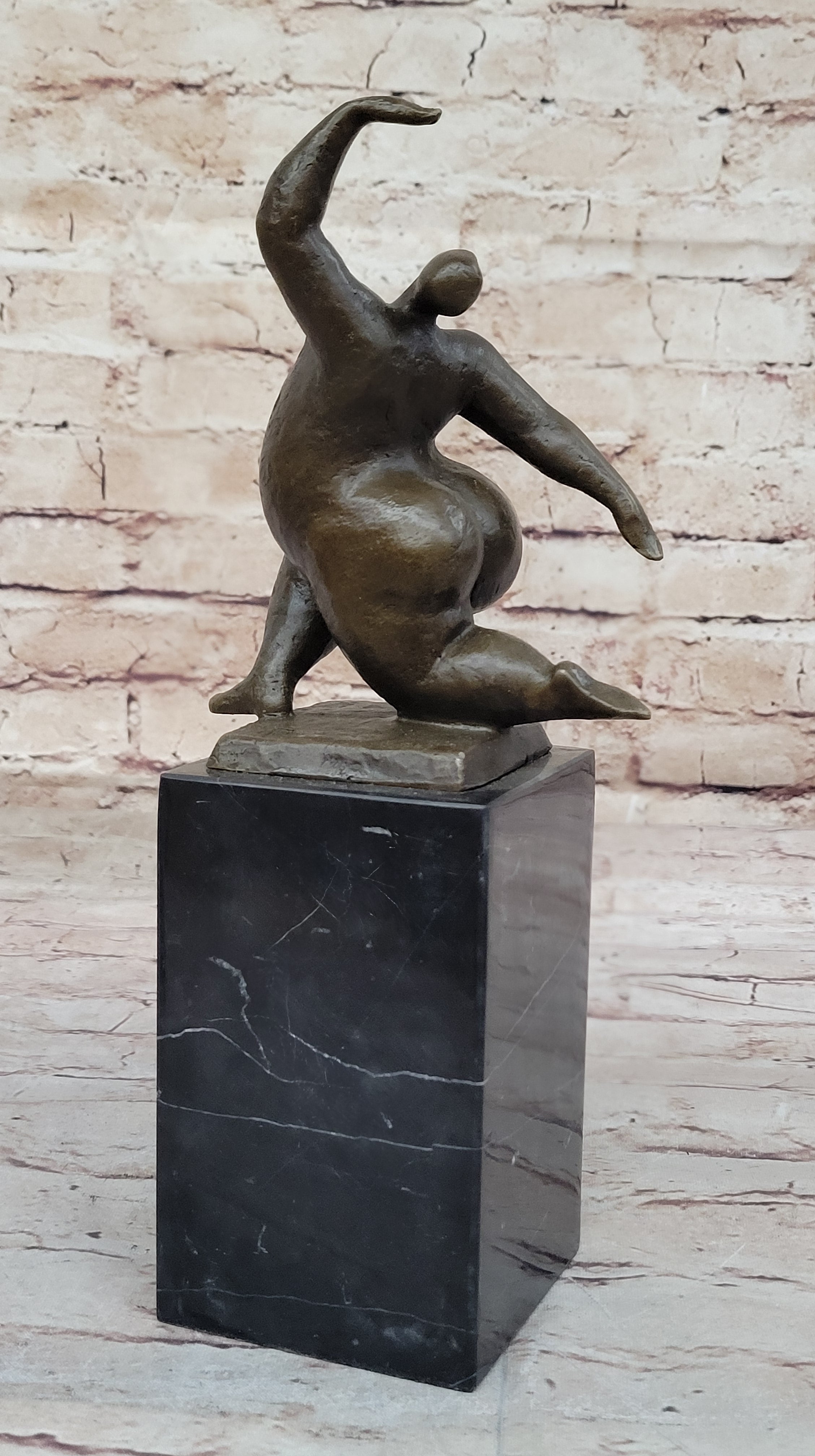 Abstract Bronze Sculpture by Milo – Dancing Form on Marble Base