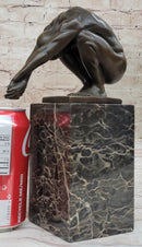 Nude Male Diver Diving Athletic Sensual Elegant Bronze Marble Statue Classical Art