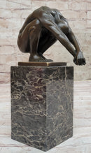 Nude Male Diver Diving Athletic Sensual Elegant Bronze Marble Statue Classical Art