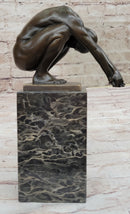 Nude Male Diver Diving Athletic Sensual Elegant Bronze Marble Statue Classical Art