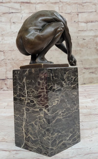 Nude Male Diver Diving Athletic Sensual Elegant Bronze Marble Statue Classical Art