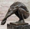 Nude Male Diver Diving Athletic Sensual Elegant Bronze Marble Statue Classical Art