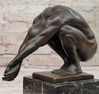 Nude Male Diver Diving Athletic Sensual Elegant Bronze Marble Statue Classical Art