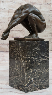 Nude Male Diver Diving Athletic Sensual Elegant Bronze Marble Statue Classical Art