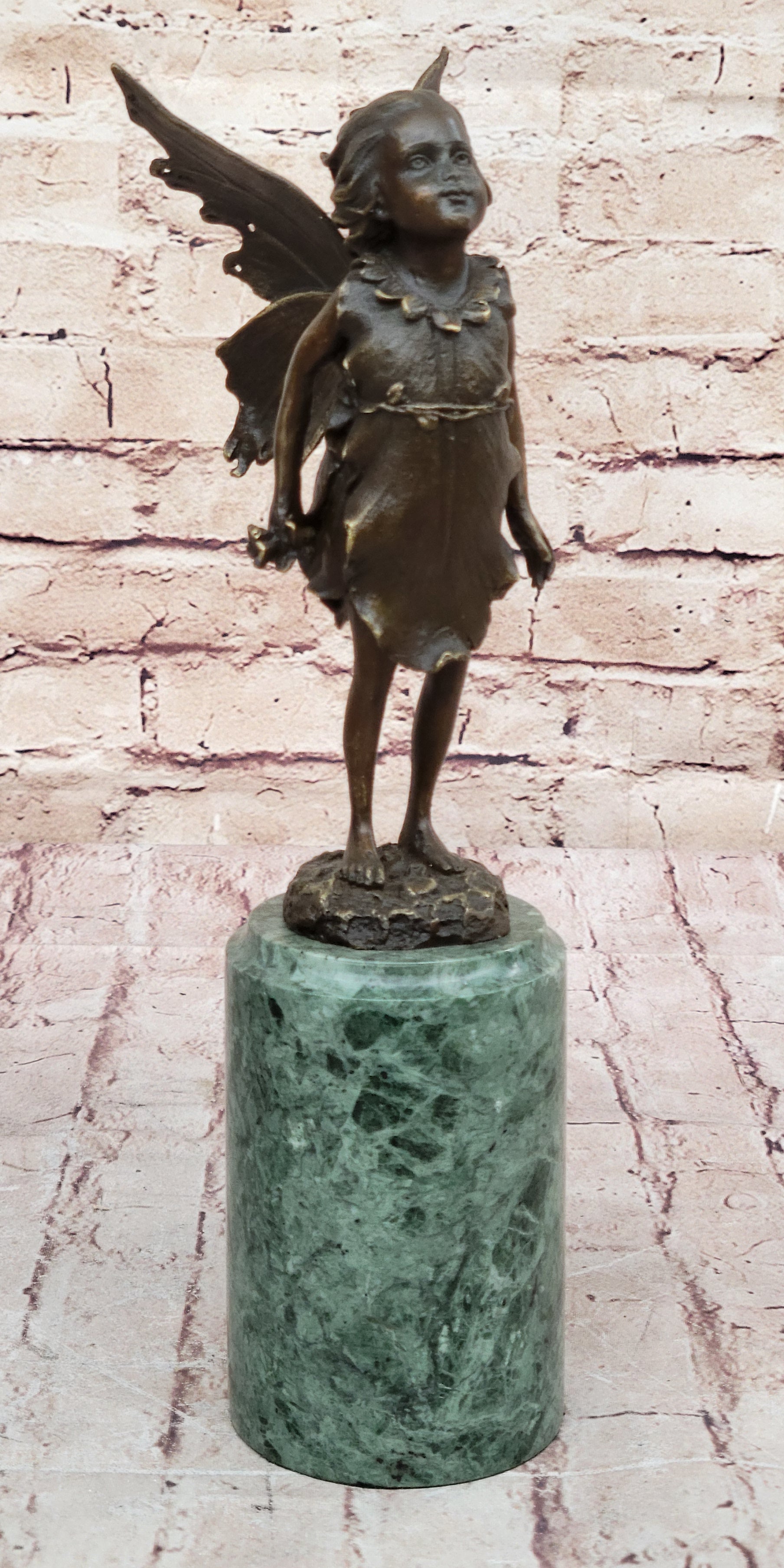 Young Child Girl Angel Fairy Winged Bronze Sculpture