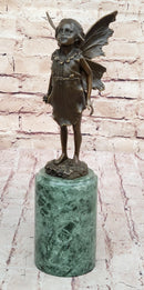 Young Child Girl Angel Fairy Winged Bronze Sculpture