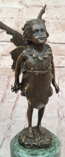 Young Child Girl Angel Fairy Winged Bronze Sculpture