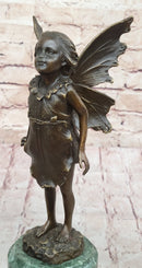 Young Child Girl Angel Fairy Winged Bronze Sculpture