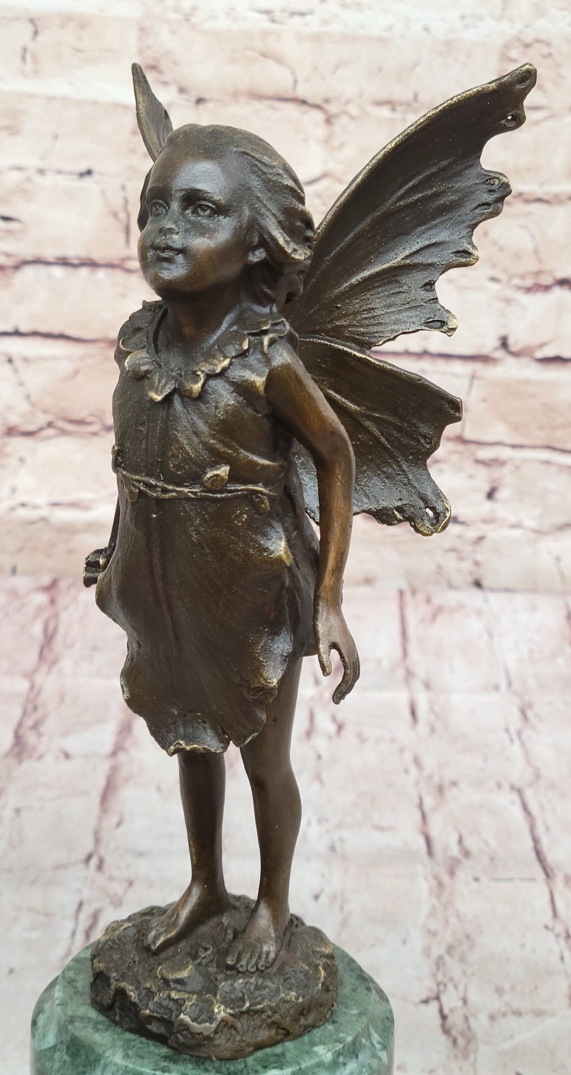 Young Child Girl Angel Fairy Winged Bronze Sculpture