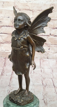 Young Child Girl Angel Fairy Winged Bronze Sculpture
