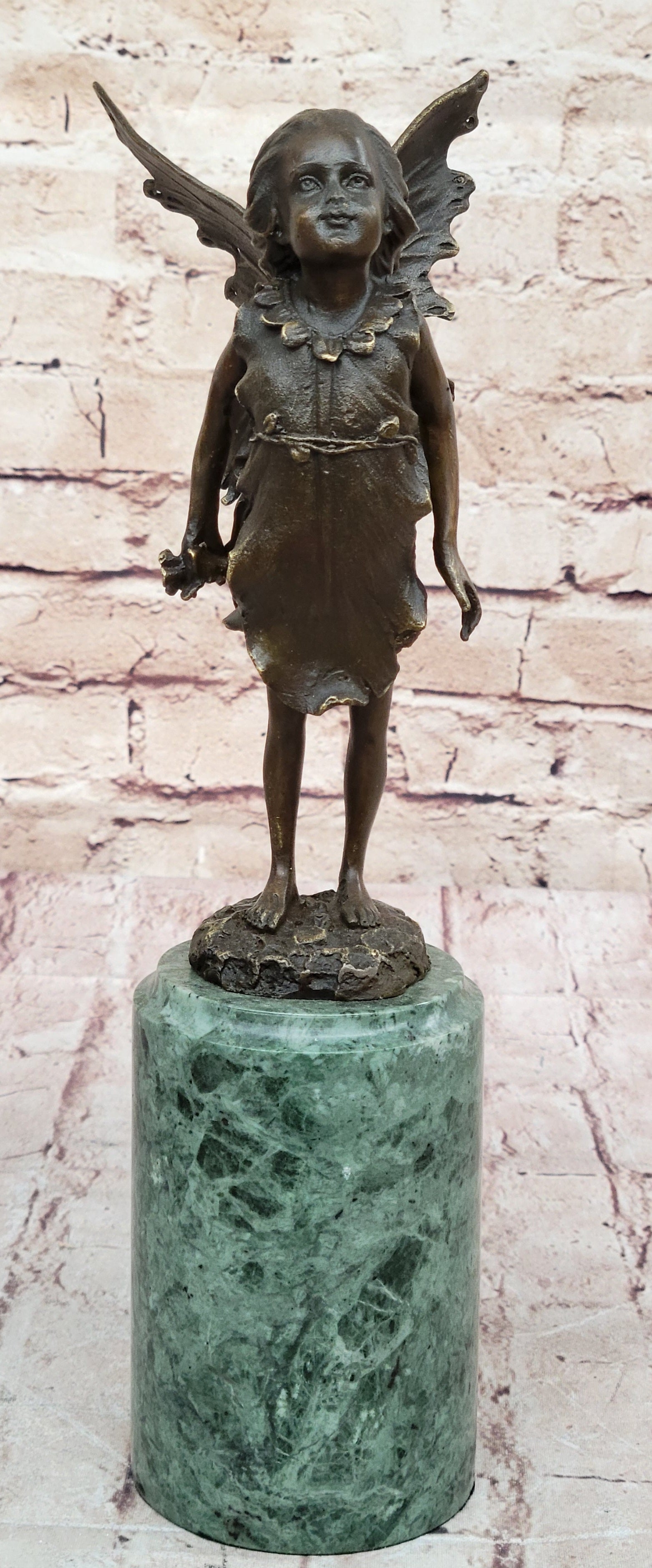 Young Child Girl Angel Fairy Winged Bronze Sculpture