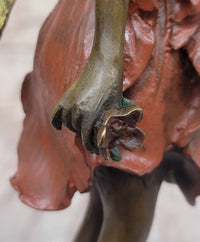 Hot Cast Bronze Young Fairy Girl Winged Angel on Green Marble