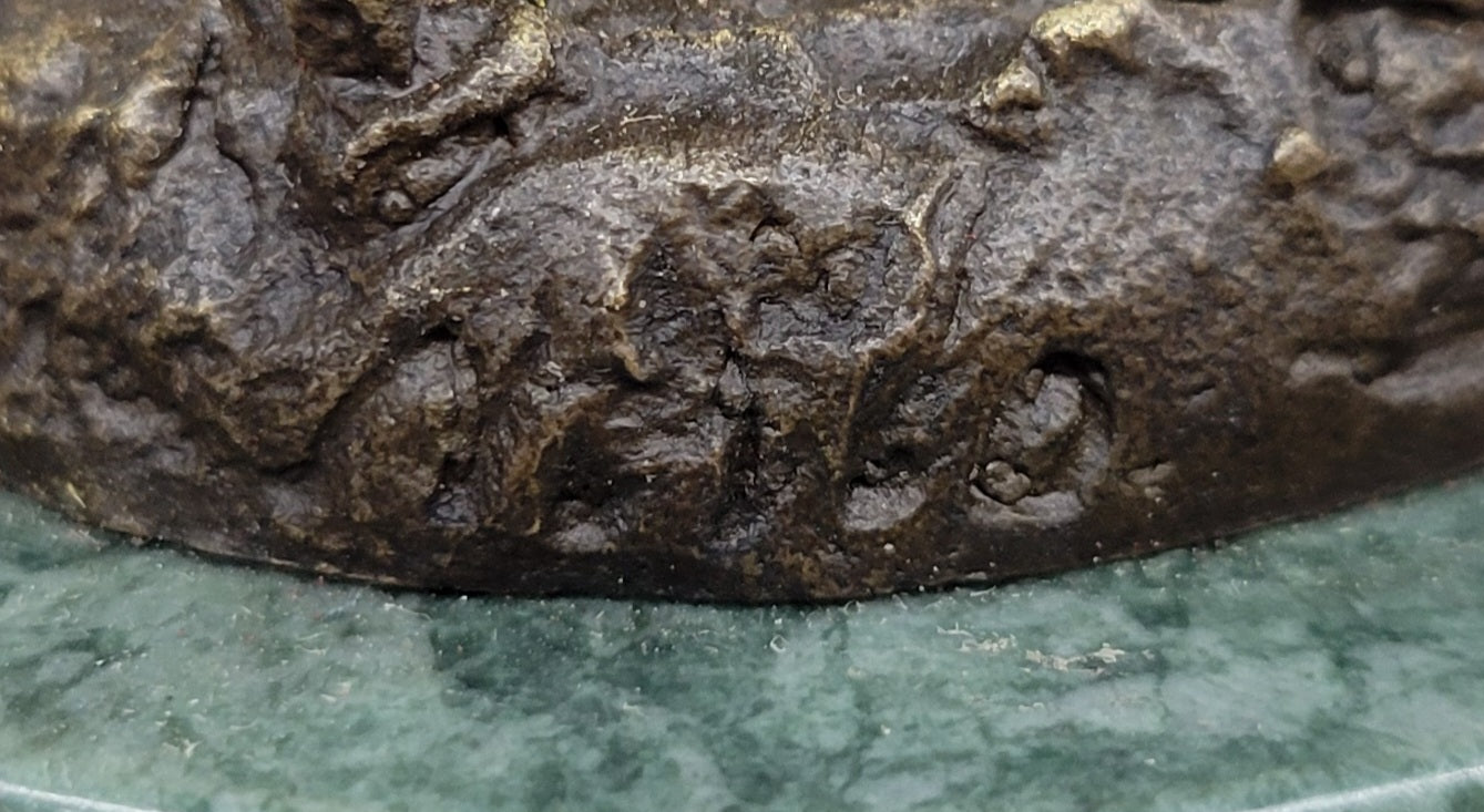 Young Fairy Angel Girl Bronze Sculpture on Green Marble Base