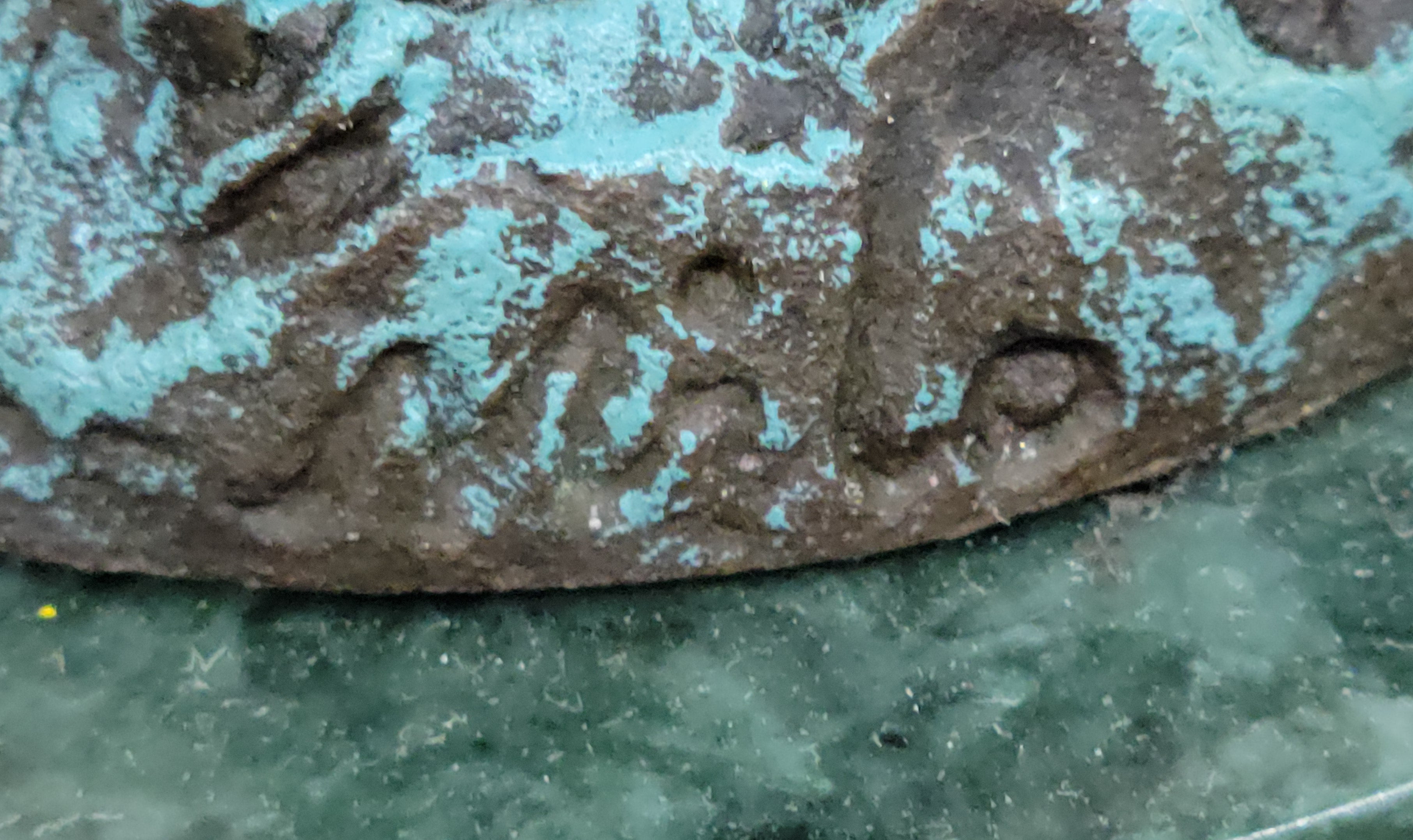 Bronze Figure of Young Fairy Angel Girl on Green Marble Base