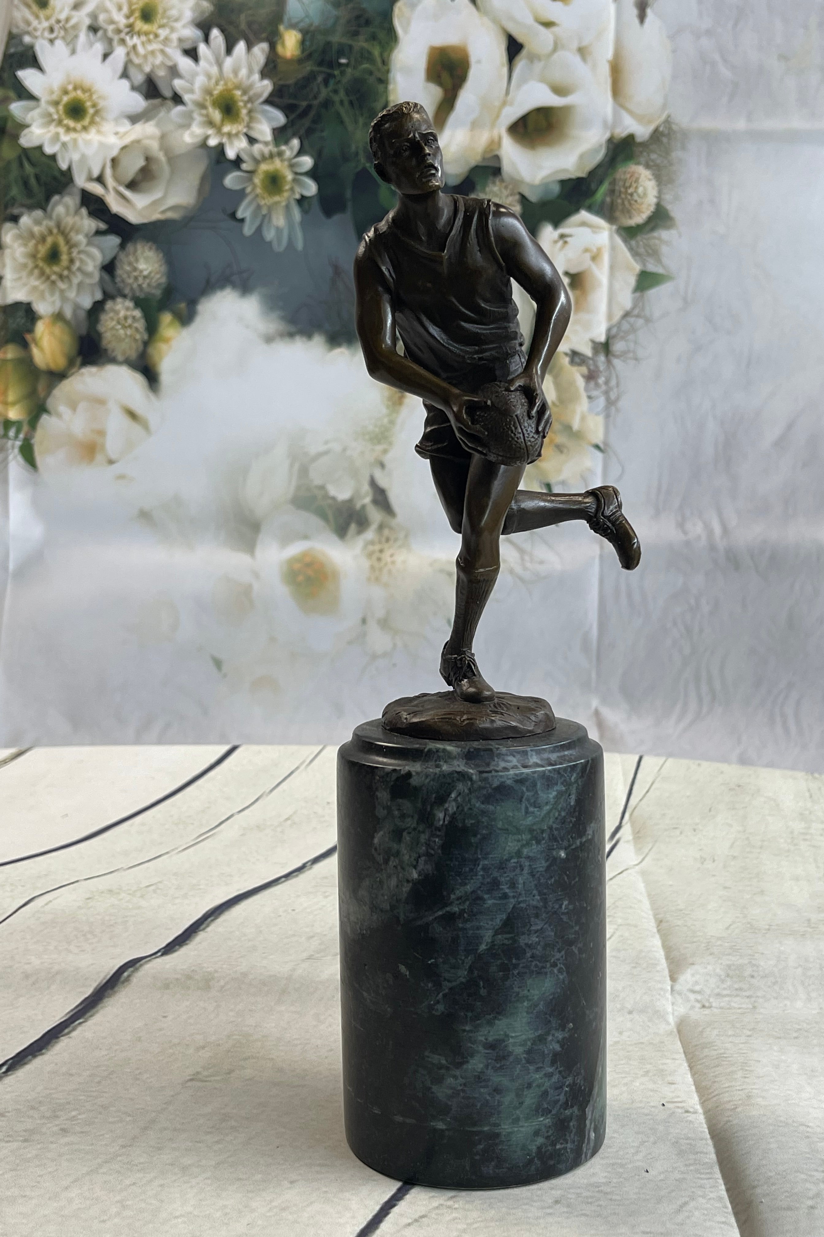 Bronze Union League Rugby Football Player Trophy
