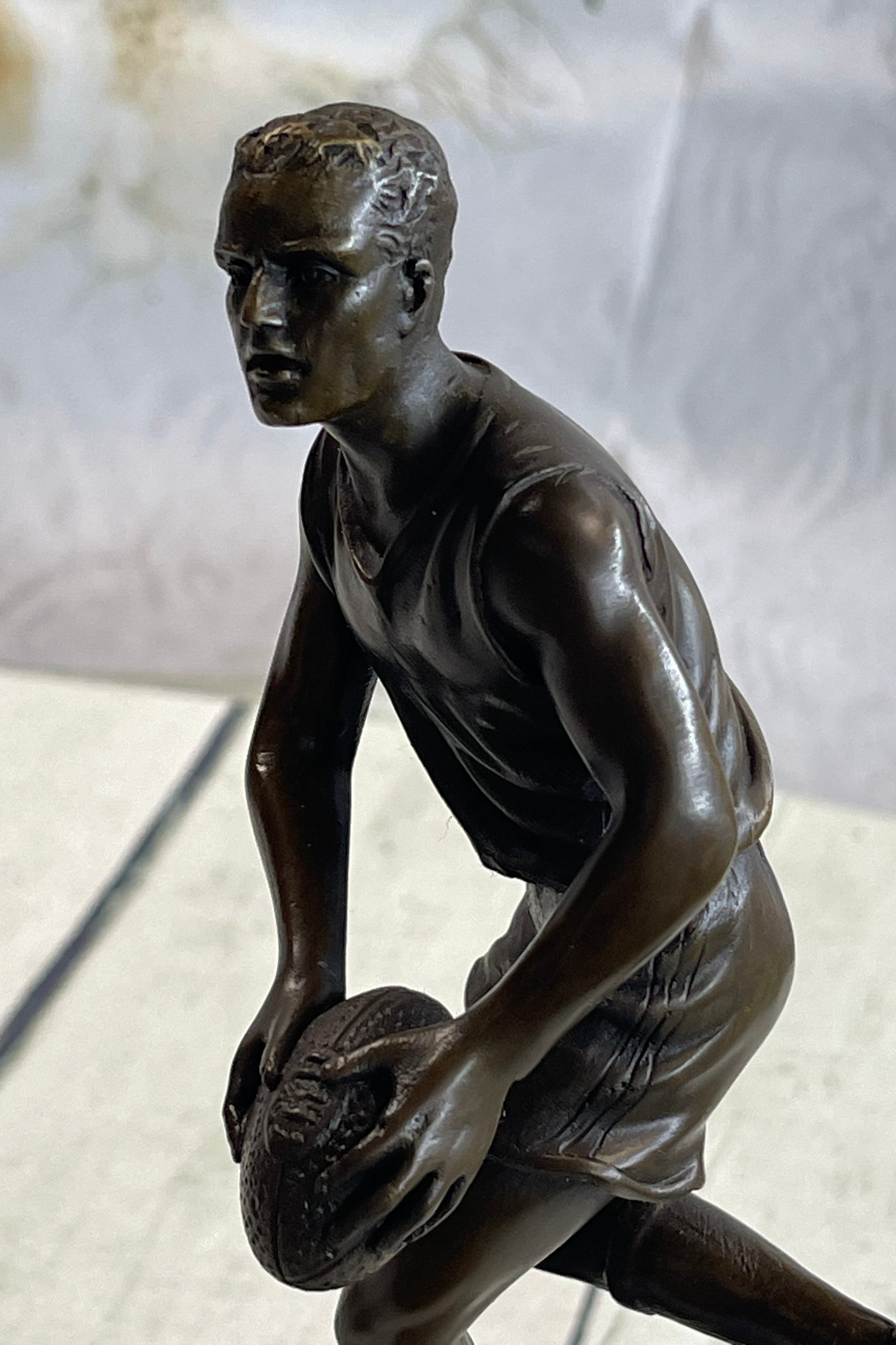 Bronze Union League Rugby Football Player Trophy
