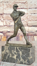 Baseball Player Bronze Metal Sculpture on Marble Base