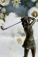 SIGNATURE MILO STATUARY Bronze Statue Of Girl Golfer ~ NEW Hand Made Sculpture