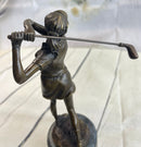 SIGNATURE MILO STATUARY Bronze Statue Of Girl Golfer ~ NEW Hand Made Sculpture