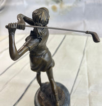 SIGNATURE MILO STATUARY Bronze Statue Of Girl Golfer ~ NEW Hand Made Sculpture