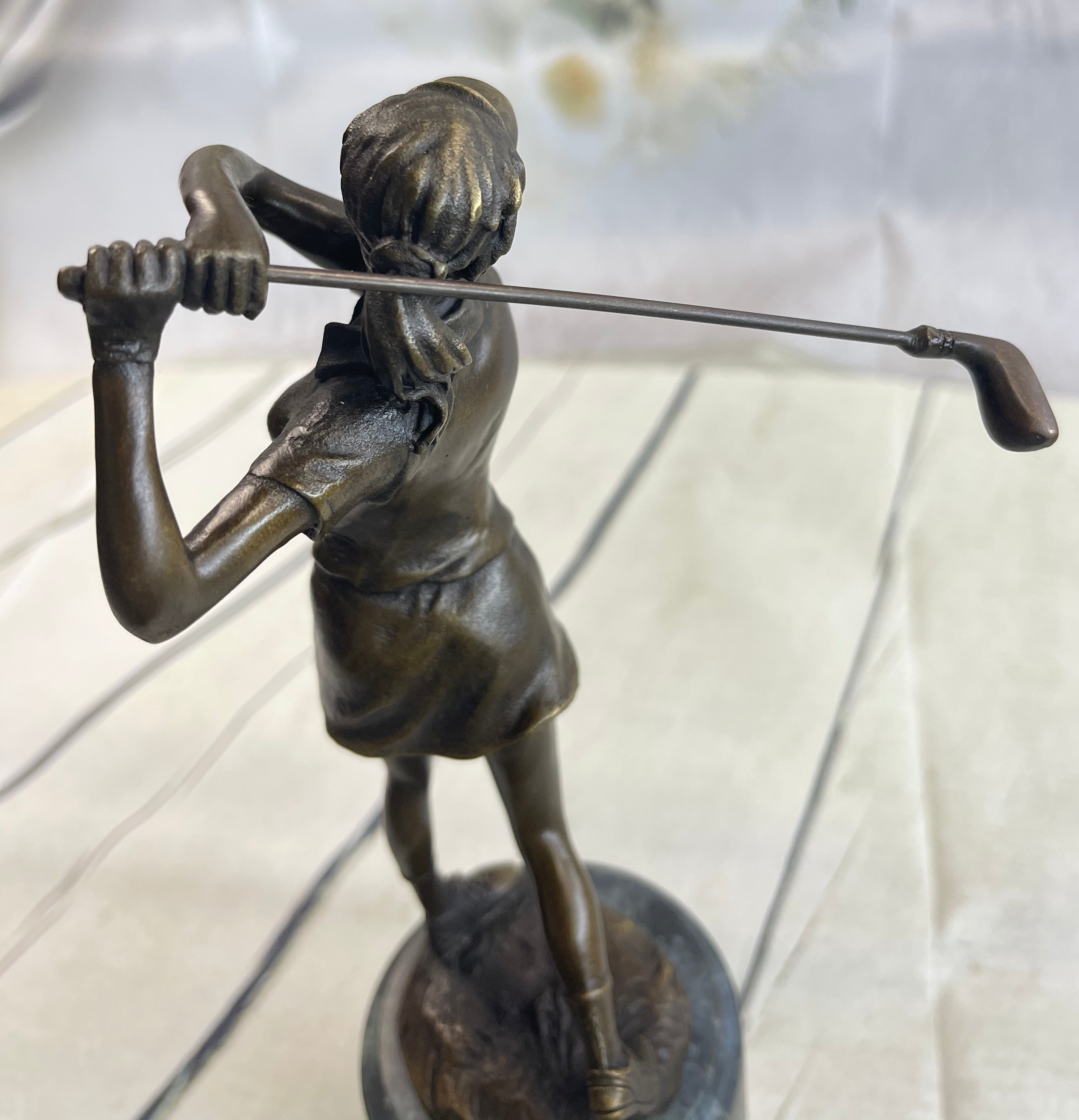 SIGNATURE MILO STATUARY Bronze Statue Of Girl Golfer ~ NEW Hand Made Sculpture