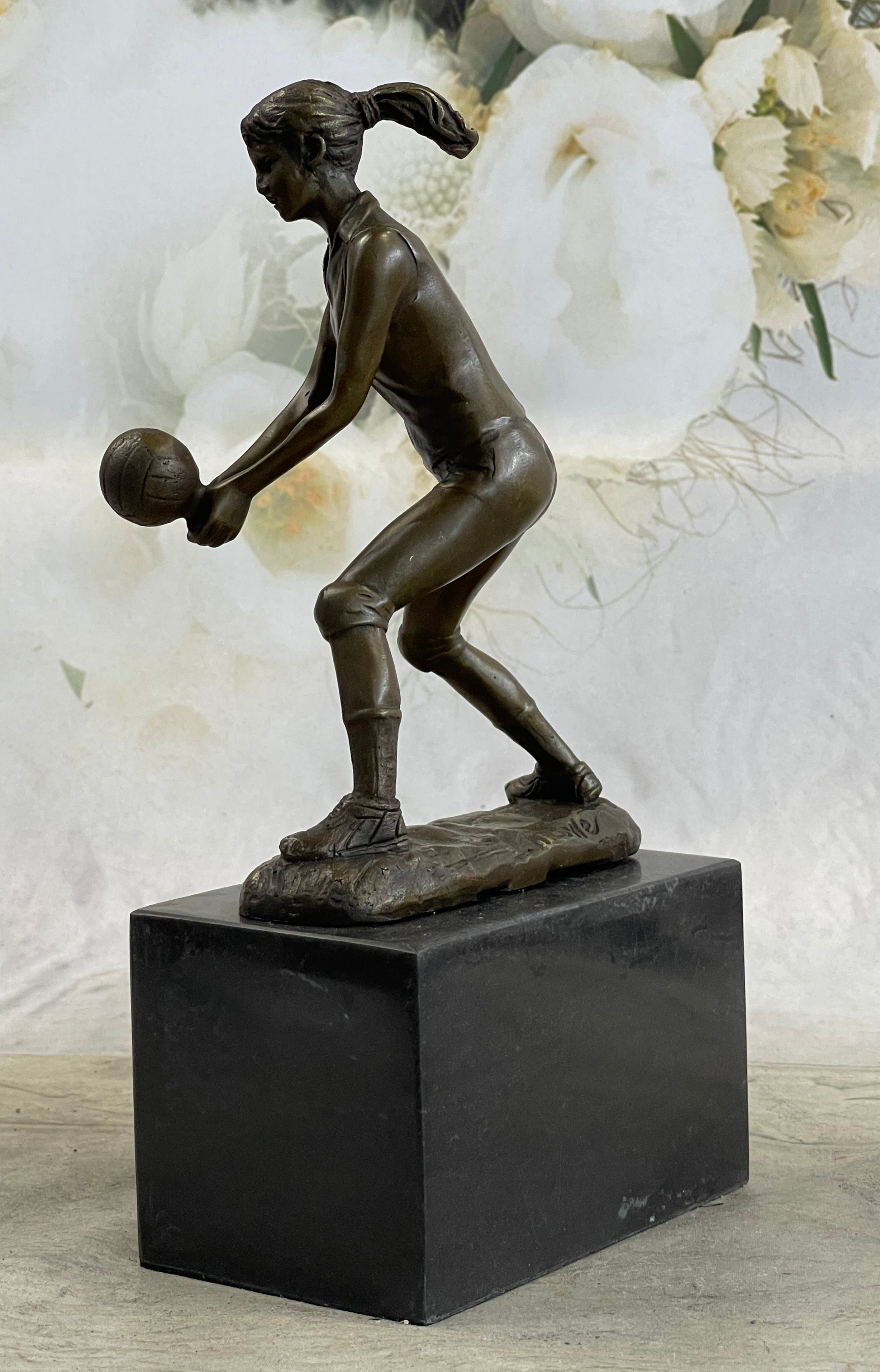 Girl Volleyball Olympic Sport Bronze Sculpture Art