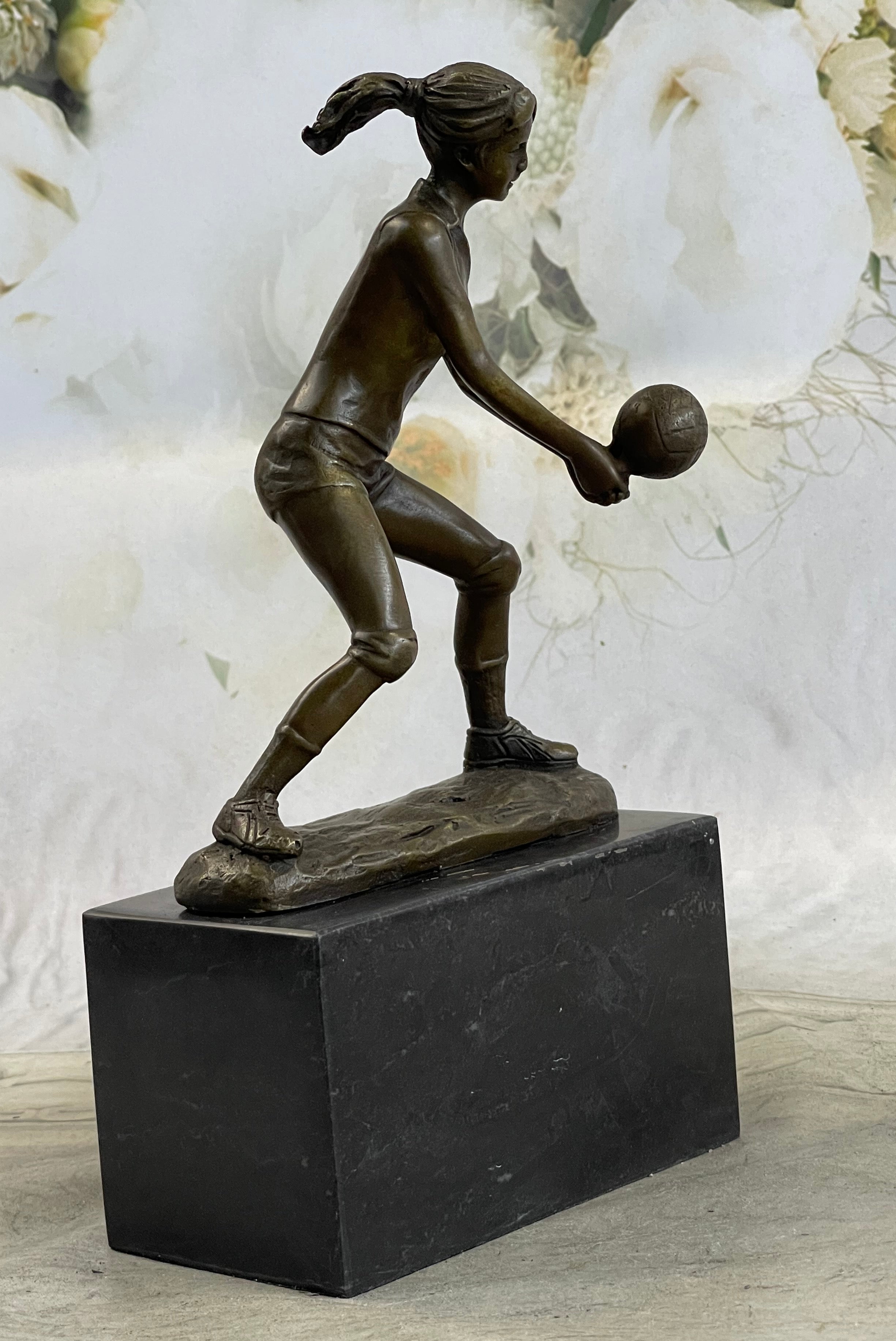 Girl Volleyball Olympic Sport Bronze Sculpture Art