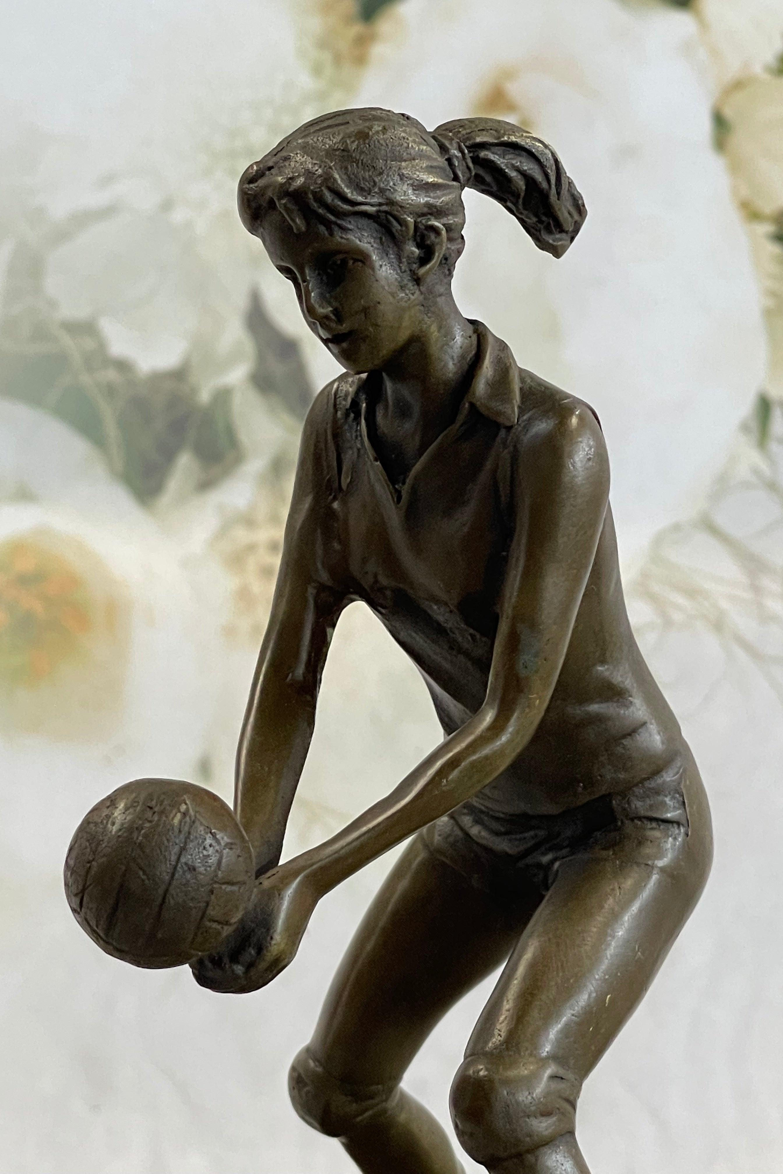 Girl Volleyball Olympic Sport Bronze Sculpture Art
