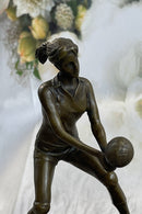 Girl Volleyball Olympic Sport Bronze Sculpture Art