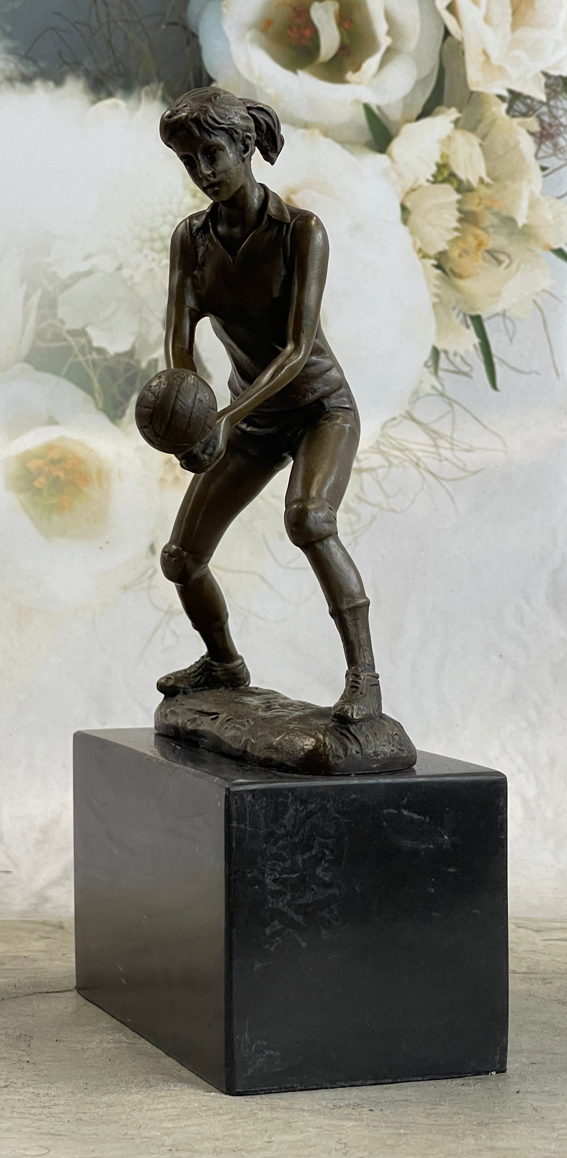 Girl Volleyball Olympic Sport Bronze Sculpture Art