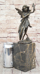 Fairy Angel Bronze Metal Bookend on Marble Base