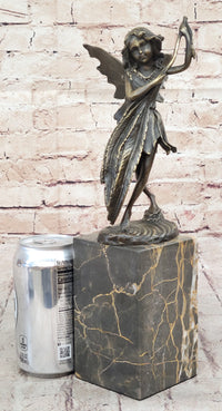 Fairy Angel Bronze Metal Bookend on Marble Base