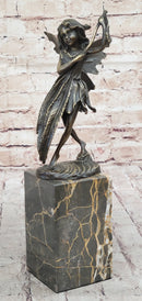 Fairy Angel Bronze Metal Bookend on Marble Base