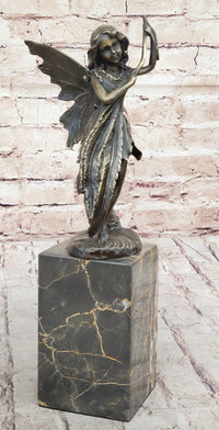 Fairy Angel Bronze Metal Bookend on Marble Base