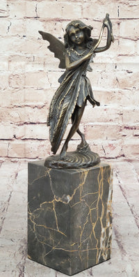 Fairy Angel Bronze Metal Bookend on Marble Base