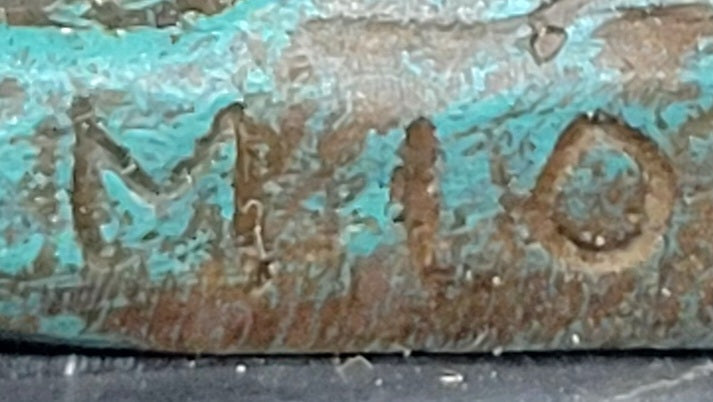 Bronze Fairy Holding Leaf Marble Base by Artist Milo