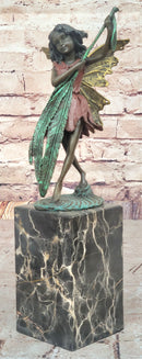 Hot Cast Bronze Fairy Little Girl Angel Figure on Marble Base