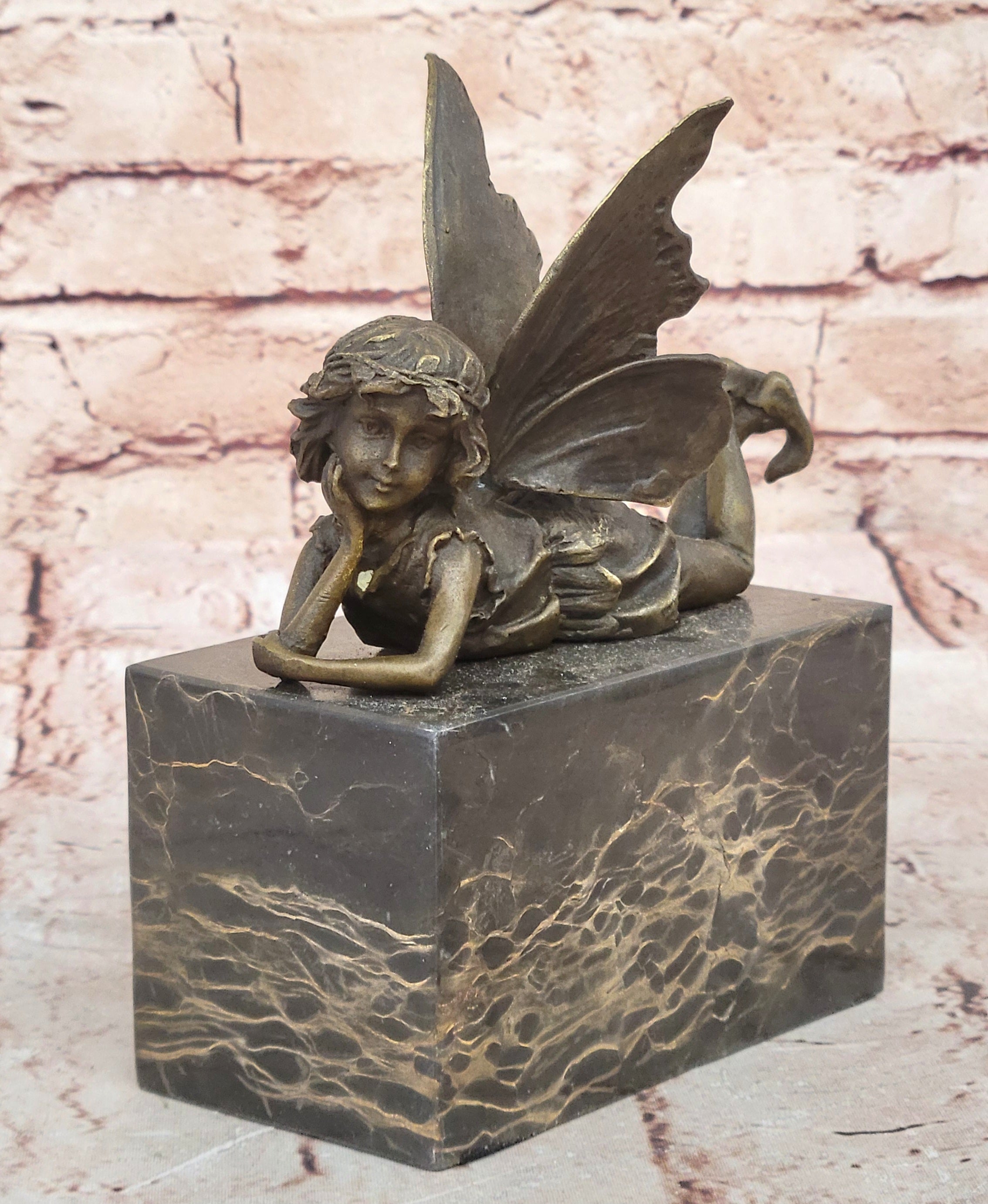 Milo Bronze Fairy Sculpture on Marble Base