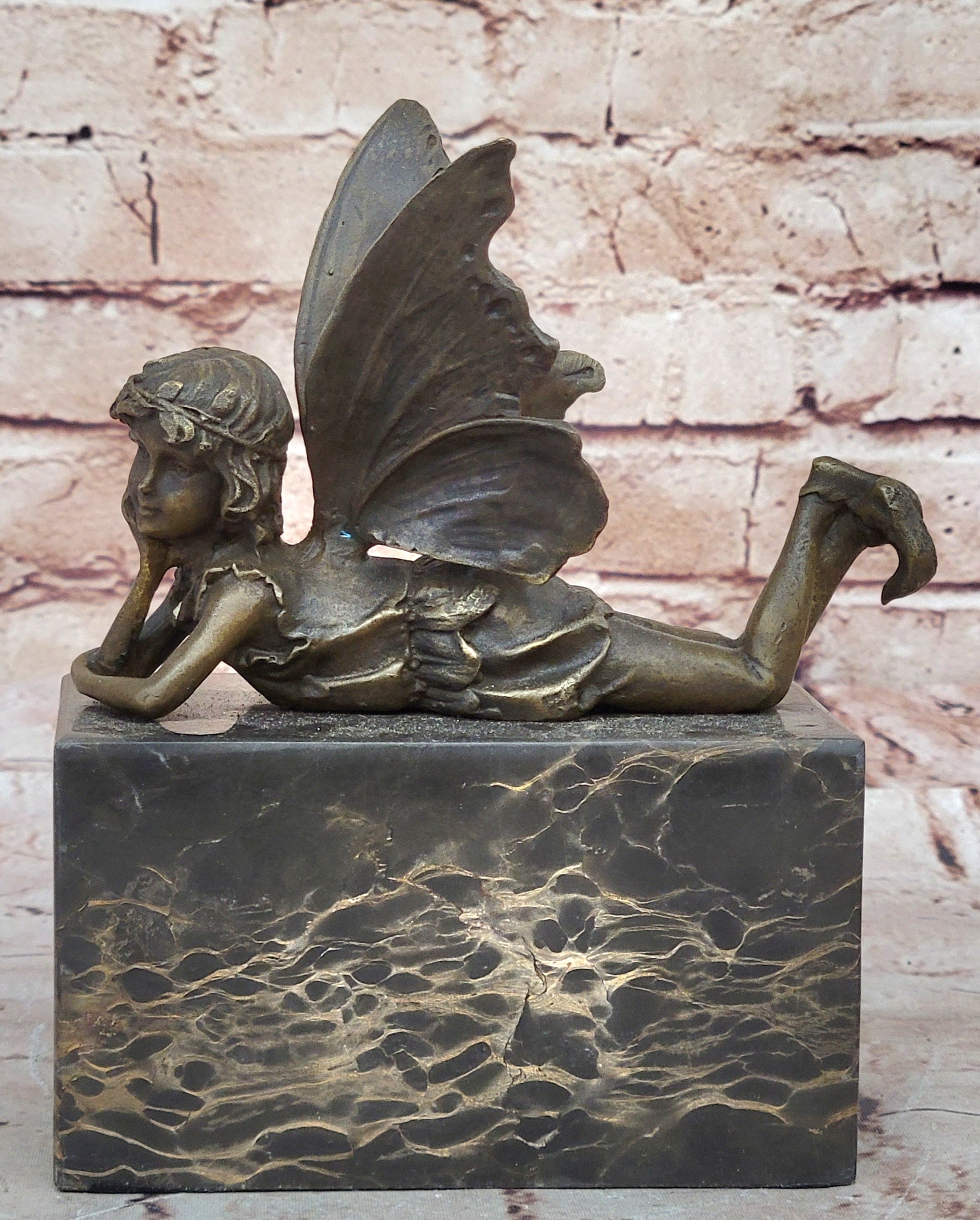 Milo Bronze Fairy Sculpture on Marble Base