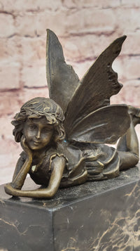 Milo Bronze Fairy Sculpture on Marble Base