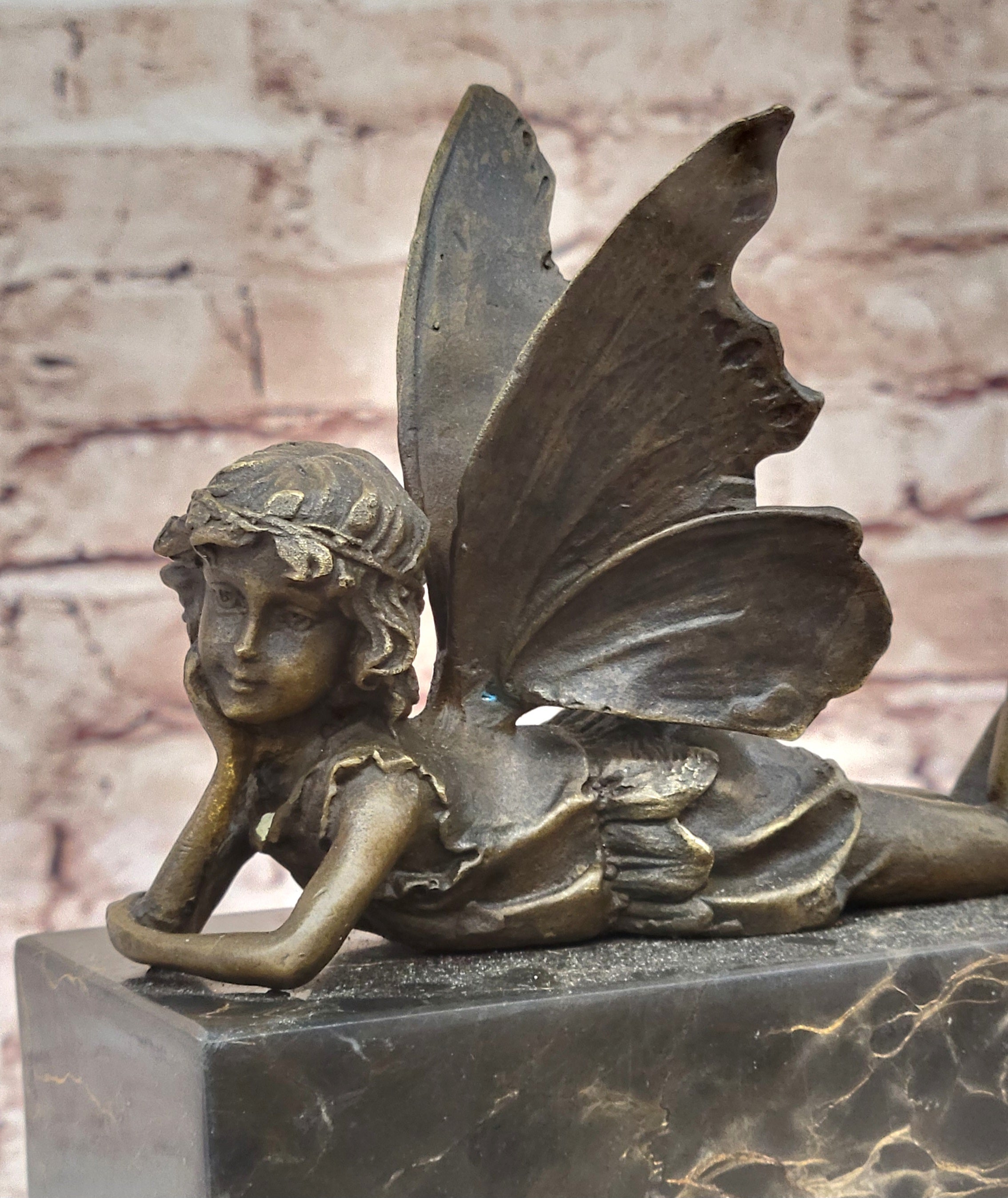 Milo Bronze Fairy Sculpture on Marble Base