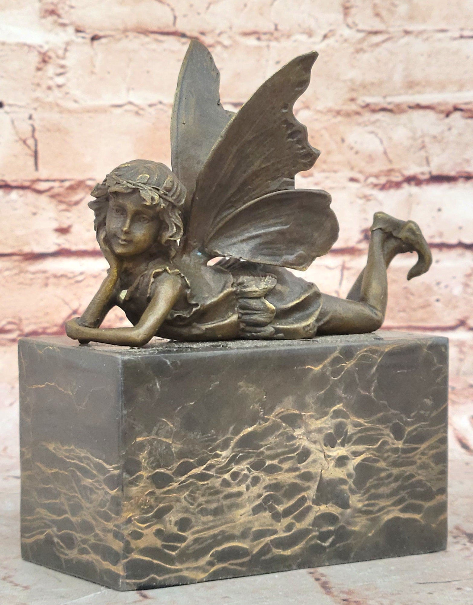 Milo Bronze Fairy Sculpture on Marble Base