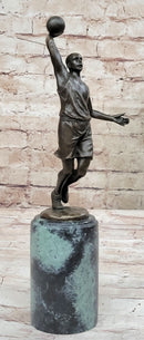 Bronze Trophy of NBA Player Dunking on Marble Base