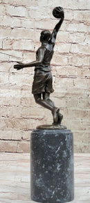 Bronze Trophy of NBA Player Dunking on Marble Base