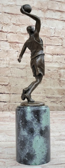 Bronze Trophy of NBA Player Dunking on Marble Base