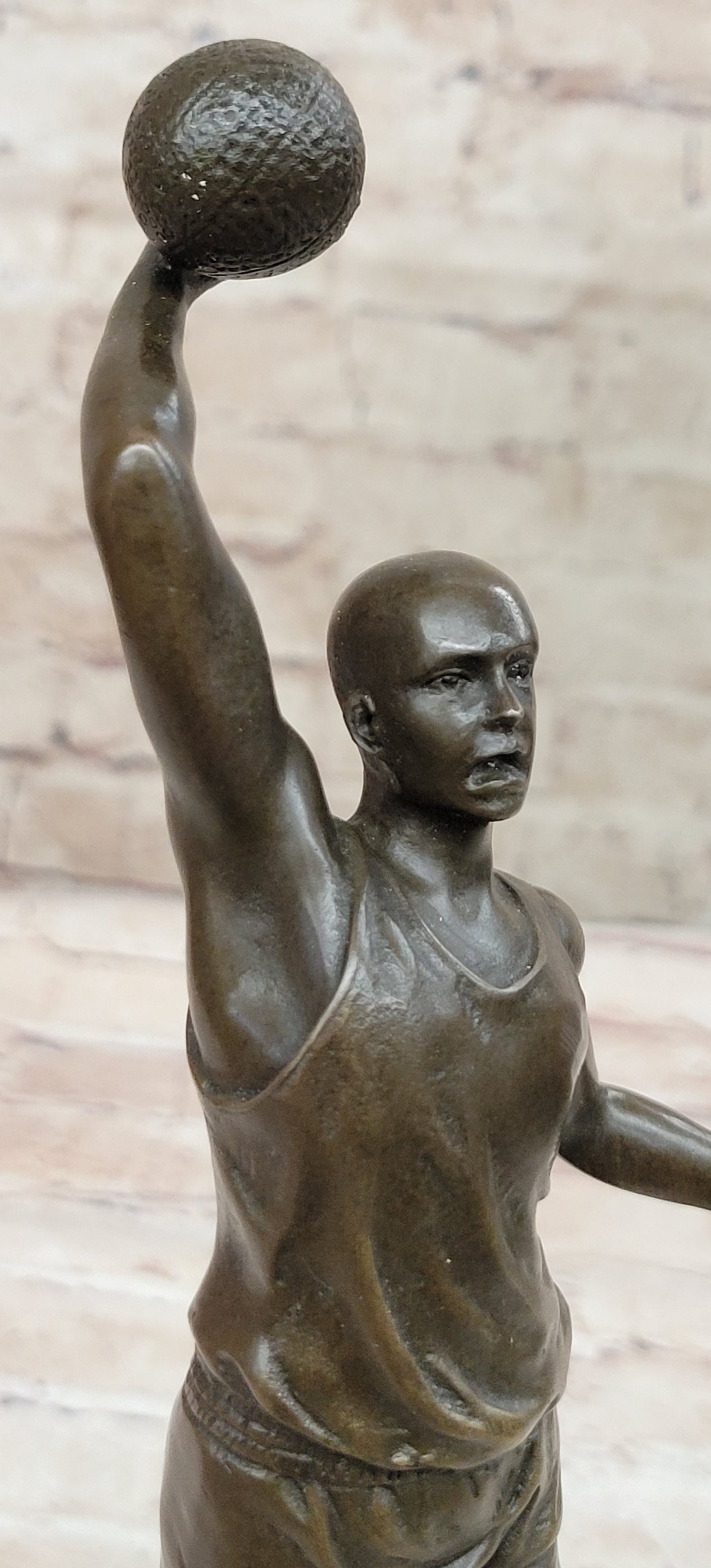 Bronze Trophy of NBA Player Dunking on Marble Base