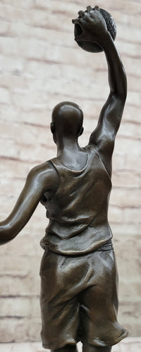 Bronze Trophy of NBA Player Dunking on Marble Base