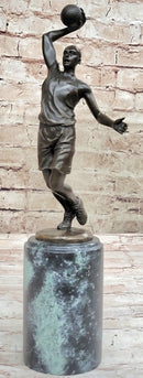 Bronze Trophy of NBA Player Dunking on Marble Base