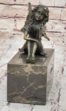 Young Fairy Girl Angel Winged Figure on Marble Base by Milo